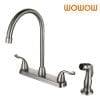 WOWOW Two Handle Kitchen Faucet With Side Sprayer Stainless Steel