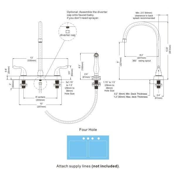 Separate Handle Kitchen Water Faucet Side Sprayer 2