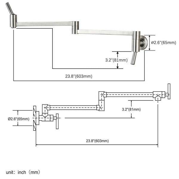 Single Lever Pot Filler Wall Mounted Brushed Nickel 4