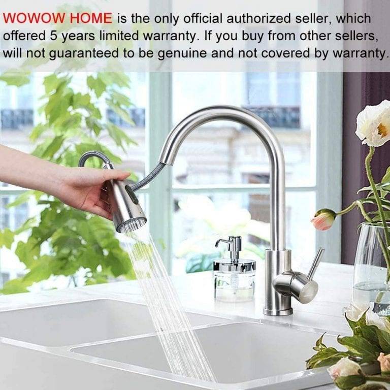 WOWOW Top Rated Pull Down Kitchen Faucets Single Hole with Sprayer