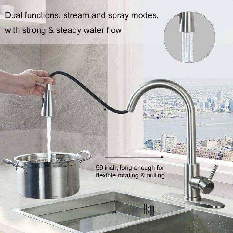 WOWOW Top Rated Pull Down Kitchen Faucets Single Hole with Sprayer