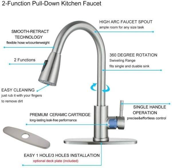 Top Rated Pull Down Kitchen Faucets Single Hole 4