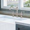 WOWOW 2-Handle Bridge Kitchen Faucet With Side Sprayer (2)