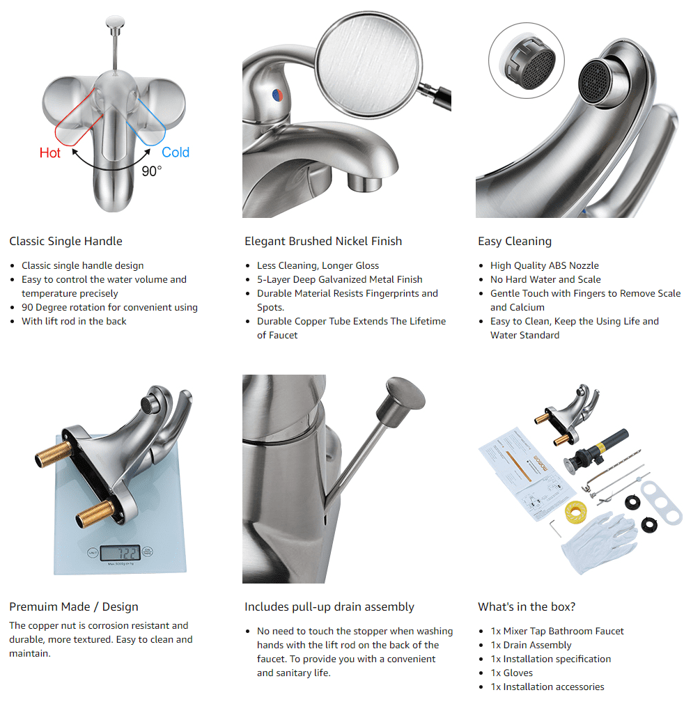 WOWOW 3 Hole 4 Inch Centerset Faucet