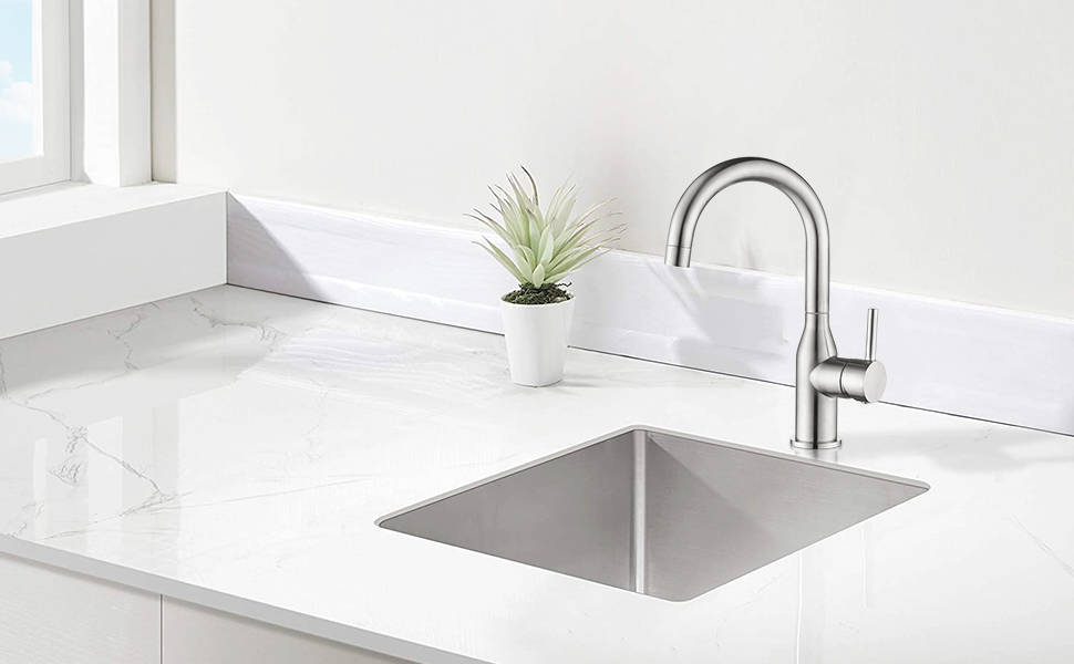 WOWOW Bathroom Basin Mixer Taps Swivel Spout Brushed Nickel