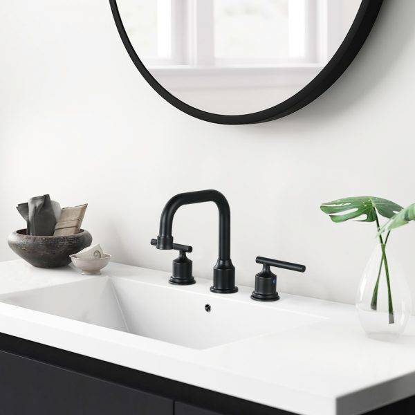 WOWOW Black Bathroom Faucet With Separate Handle Swivel Spout 1