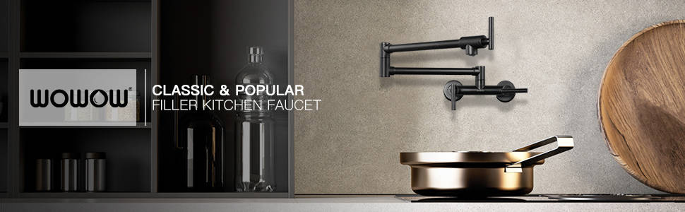 WOWOW Black Pot Filler Faucet Untuk Faucet Dapur Lipat Air Panas Dan Sejuk