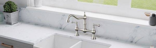 WOWOW Bridge Kitchen Sink Mixer Tap - Brushed Nickel