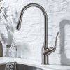 WOWOW Brushed Nickel Pull Down Kitchen Mixer Taps 1 1