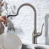 WOWOW Brushed Nickel Pull Down Kitchen Mixer Taps 3