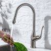 WOWOW Brushed Nickel Pull Down Kitchen Mixer Taps 4