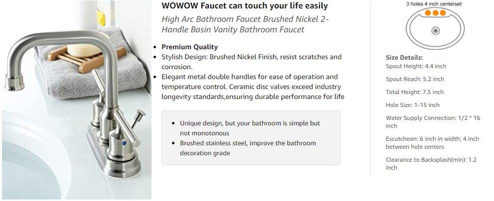 I-WOWOW Black Bathroom faucet enokwehlukana kwe-Handle Swivel Spout
