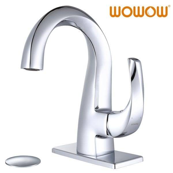 WOWOW Chrome High Arc Bathroom Faucet