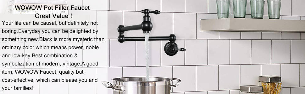 WOWOW Pot Filler Faucet Matte Black