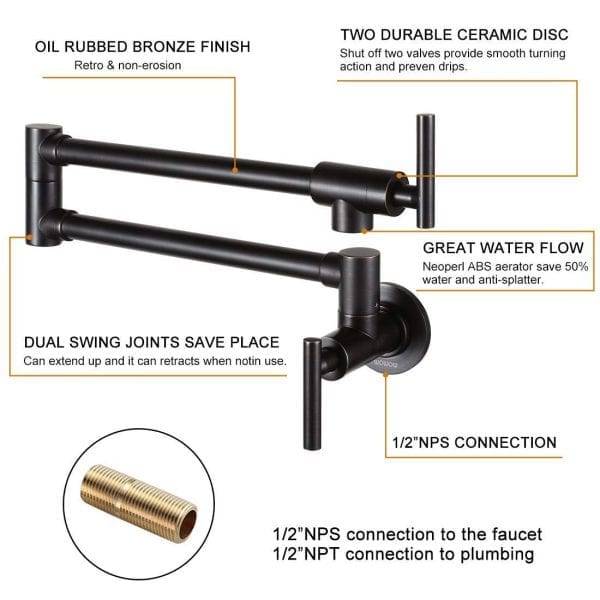 WOWOW Pot Filler Faucet Oil Rubbed Bronze 3