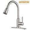 WOWOW Top Rated Pull Down Kitchen Faucets Brushed Nickel