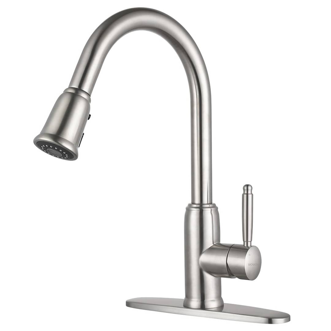 WOWOW Top Rated Pull Down Kitchen Faucets Brushed Nickel 5