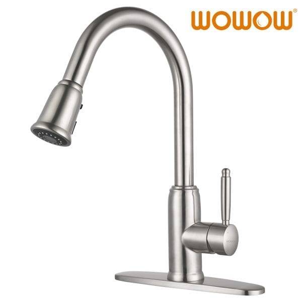 WOWOW Top Rated Pull Down Kitchen Faucets Brushed Nickel