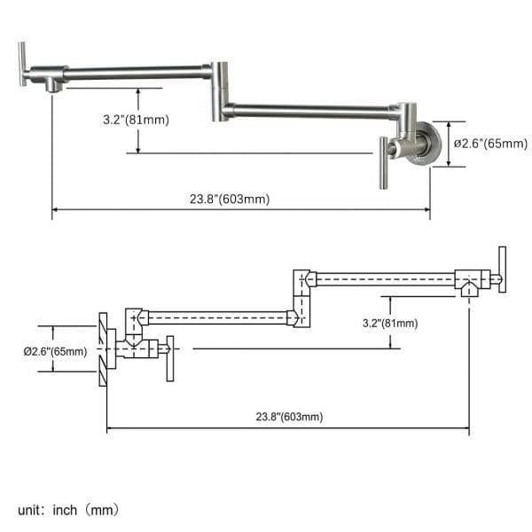 I-Wall Mounted Pot Filler Tap Single Lever Stainless Steel 5