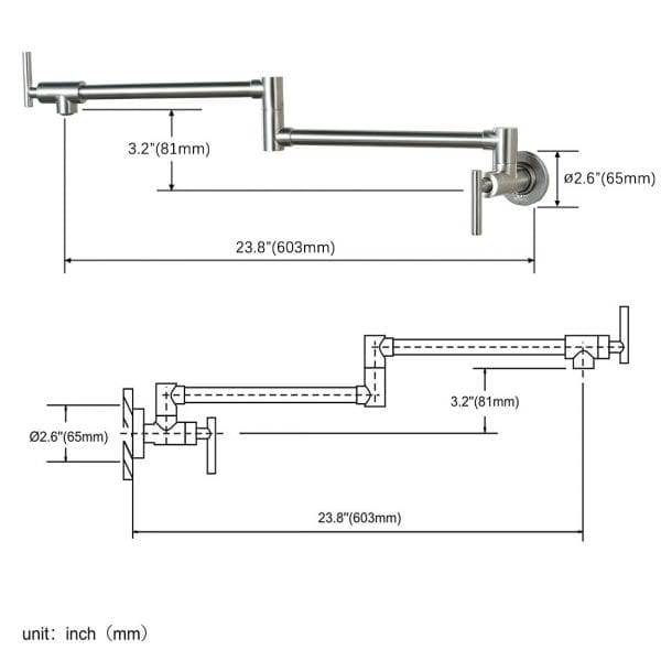 Wall Mounted Pot Filler Tap Single Lever Stainless Steel 5