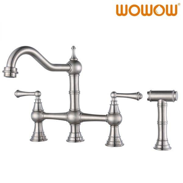 rustic bridge kitchen faucet with side sprayer