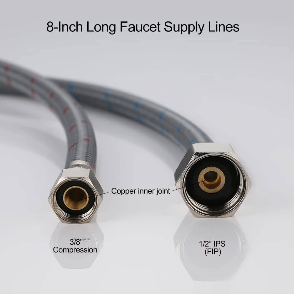 wowow 8 inch braided nylon sink faucet supply line
