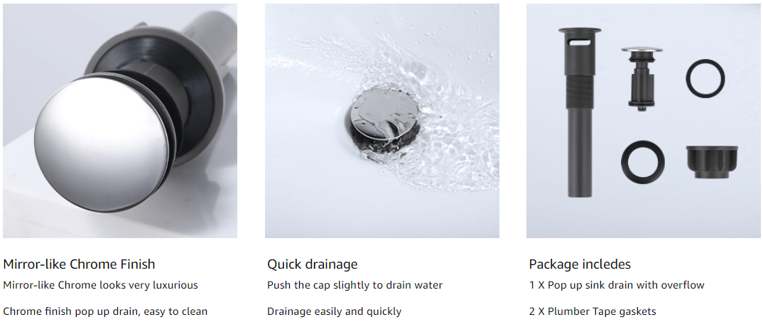 wowow bathroom faucet vessel vanity sink pop up drain stopper