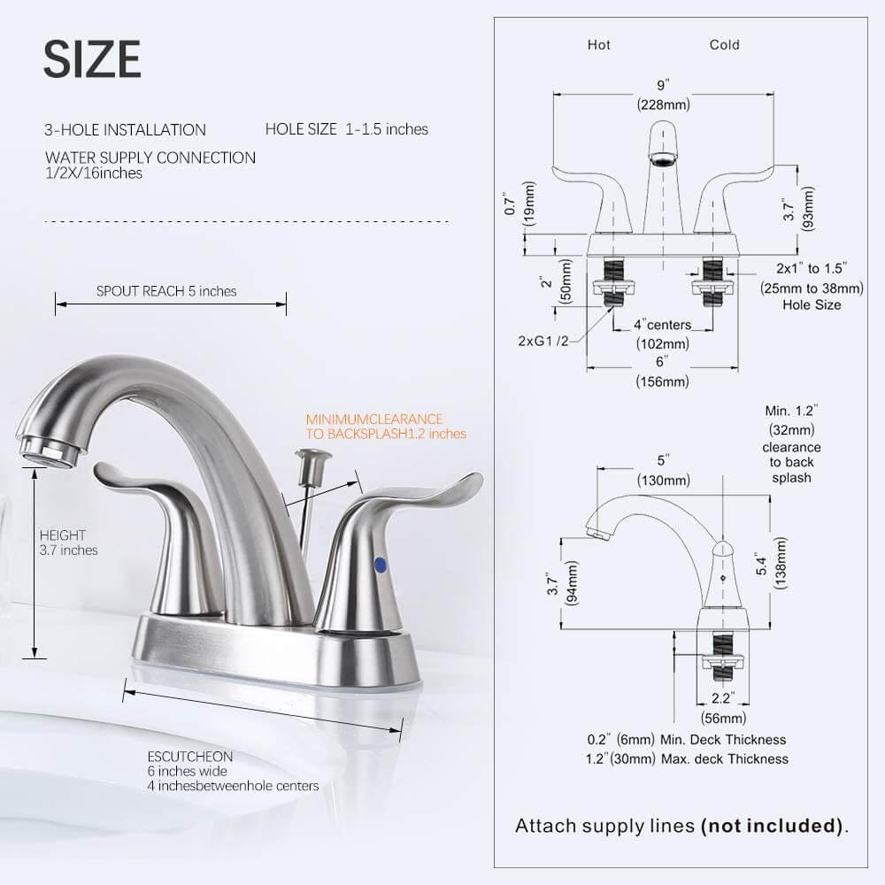 wowow brushed nickel bathroom faucet centerset 5
