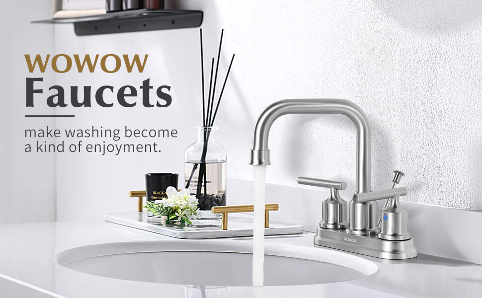 wowow centerset bathroom faucet with pop up drain assembly