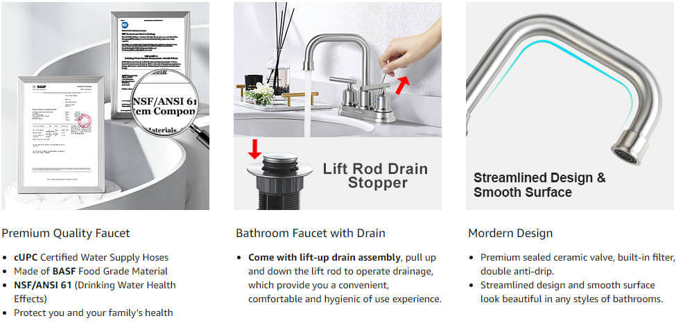 wowow centerset bathroom faucet with pop up drain assembly