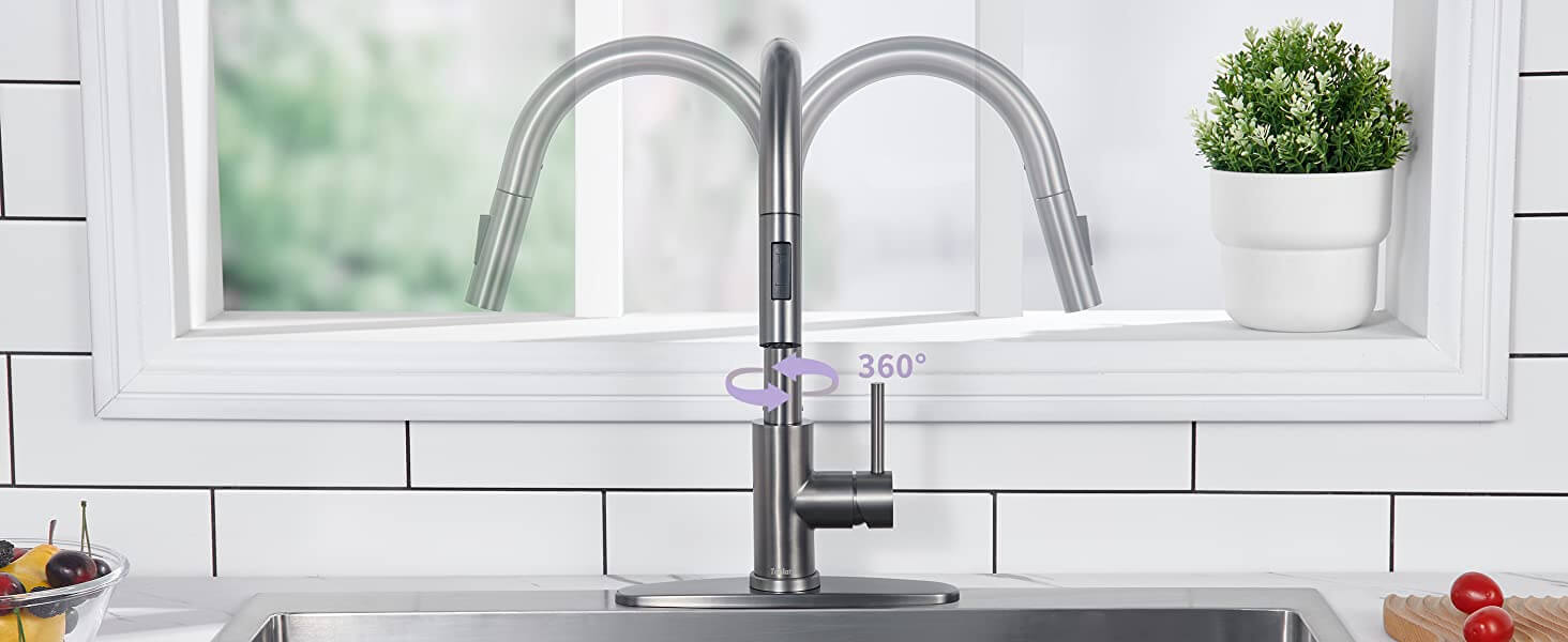 wowow gray kitchen faucets with pull down sprayer 11