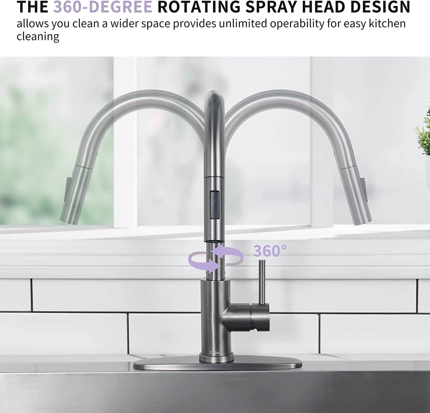 wowow gray kitchen faucets with pull down sprayer 7