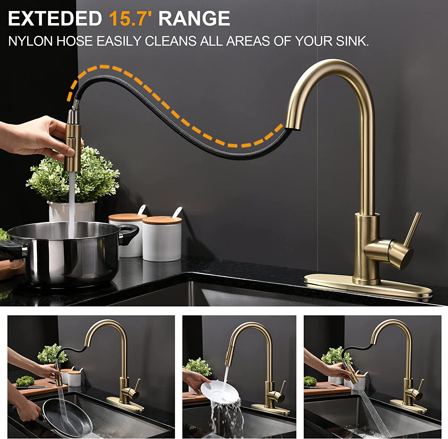 wowow kitchen faucets single handle with pull down sprayer 2