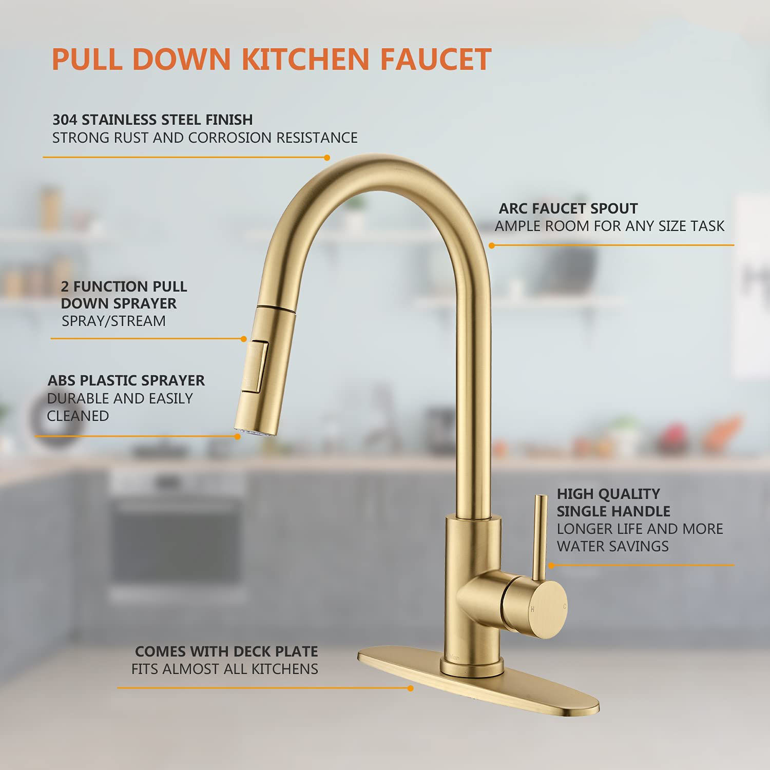 wowow kitchen faucets single handle with pull down sprayer 3