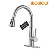 wowow kitchen sink faucets pull down brushed nickel 1