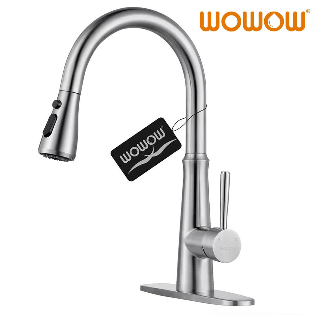 wowow kitchen sink faucets pull down brushed nickel 1 2