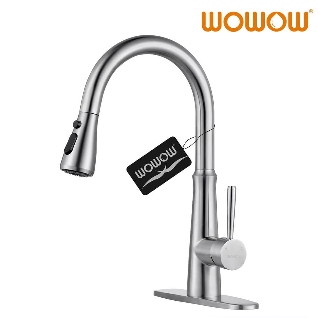 wowow kitchen sink faucets pull down brushed nickel