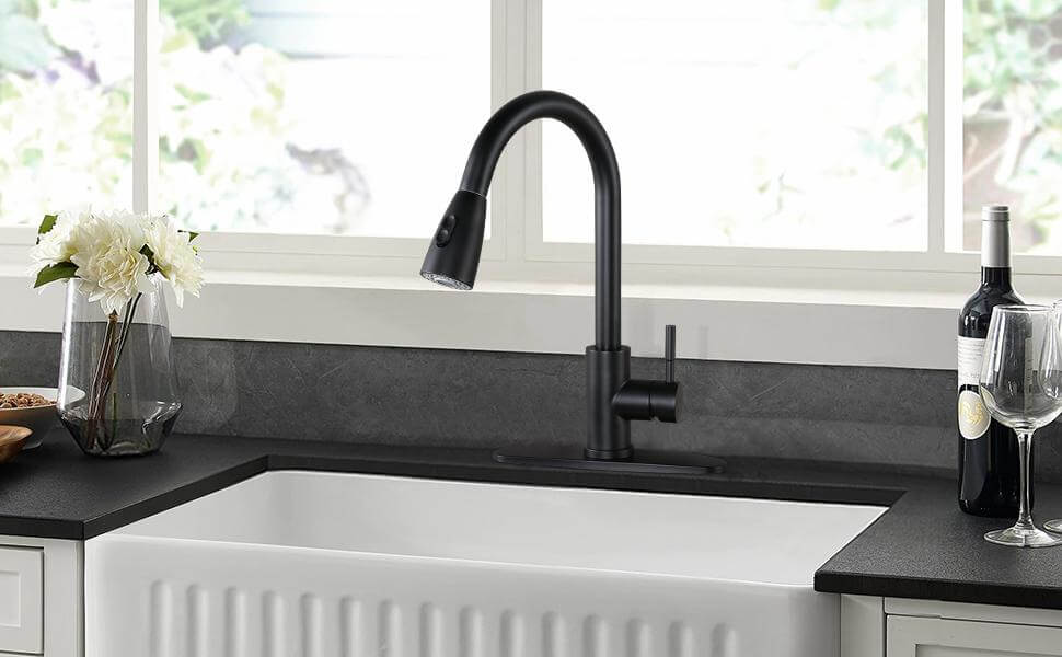 wowow matte black kitchen mixer tap 1