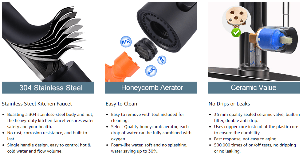 wowow matte black kitchen mixer tap 4