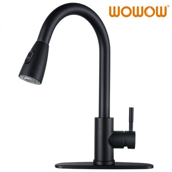 wowow matte black kitchen mixer tap