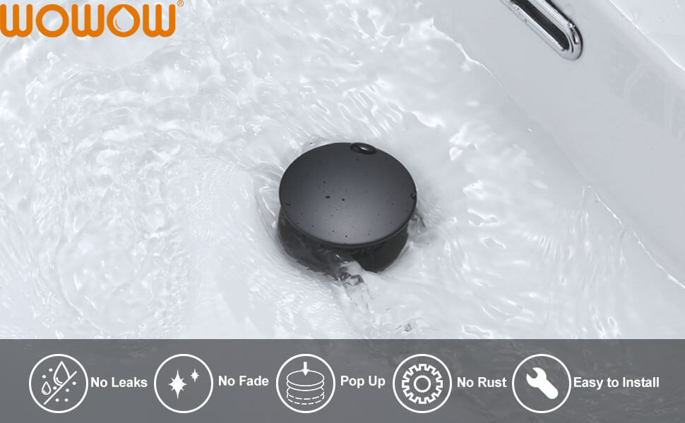 wowow pop up drain assembly stopper black