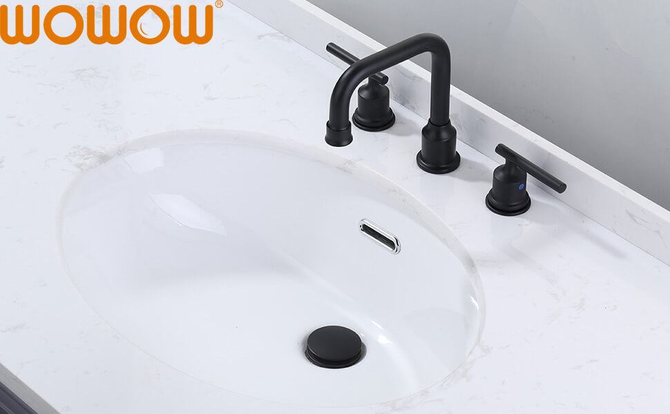 WOWOW Matte Black Pop Up Drain Assembly Stopper with Overflow