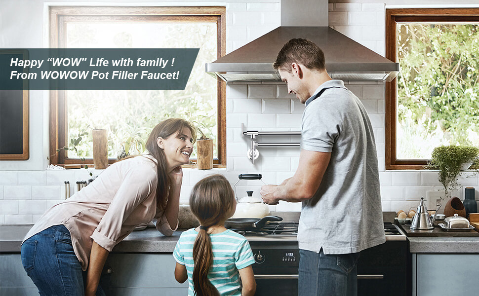 wowow pot filler faucet above stove chrome