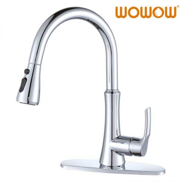wowow single handle kitchen faucet with pull down spray chrome 1 3