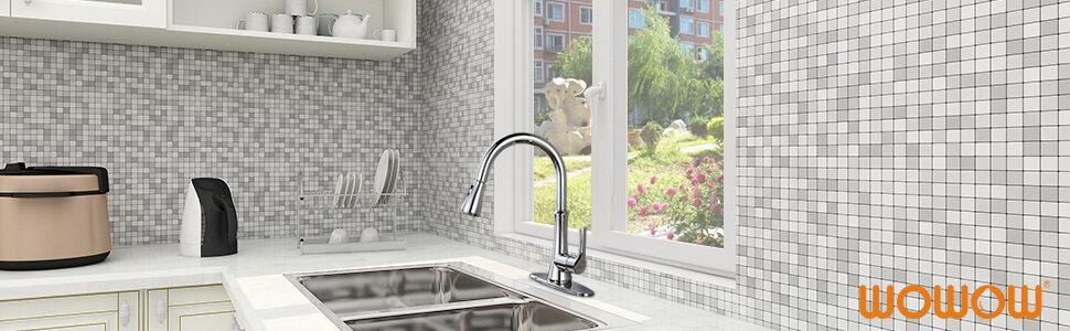 wowow single handle kitchen faucet with pull down spray chrome