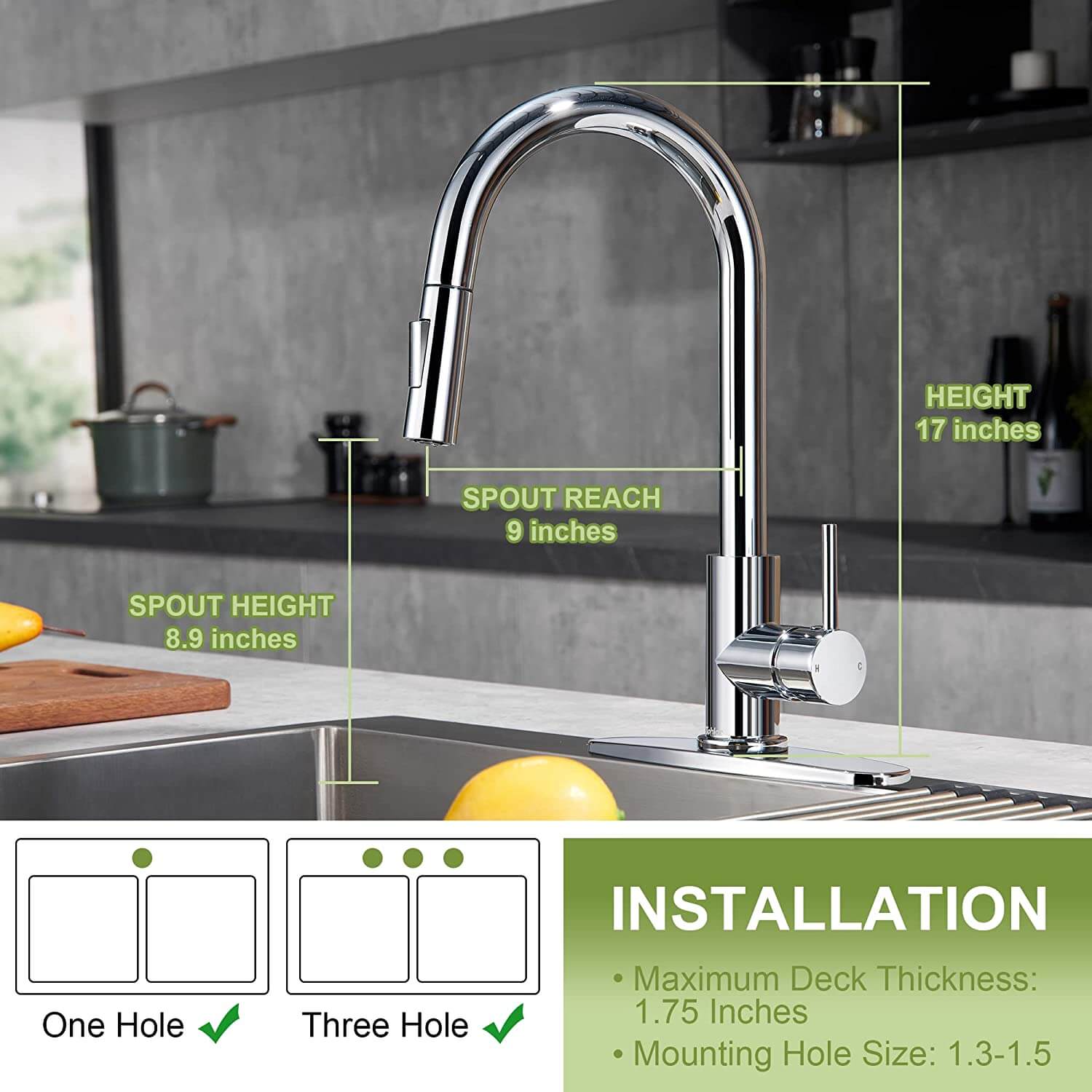 wowow single handle kitchen faucet with pull down spray chrome 5 3