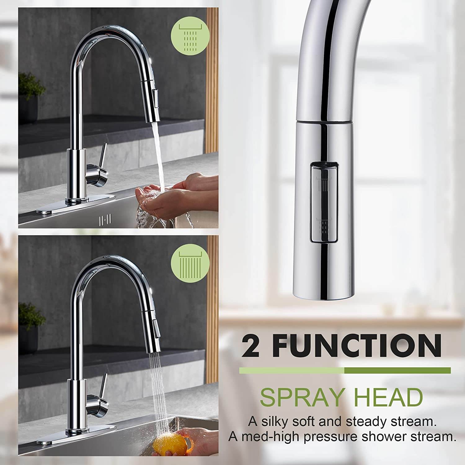 wowow single handle kitchen faucet with pull down spray chrome 6 4