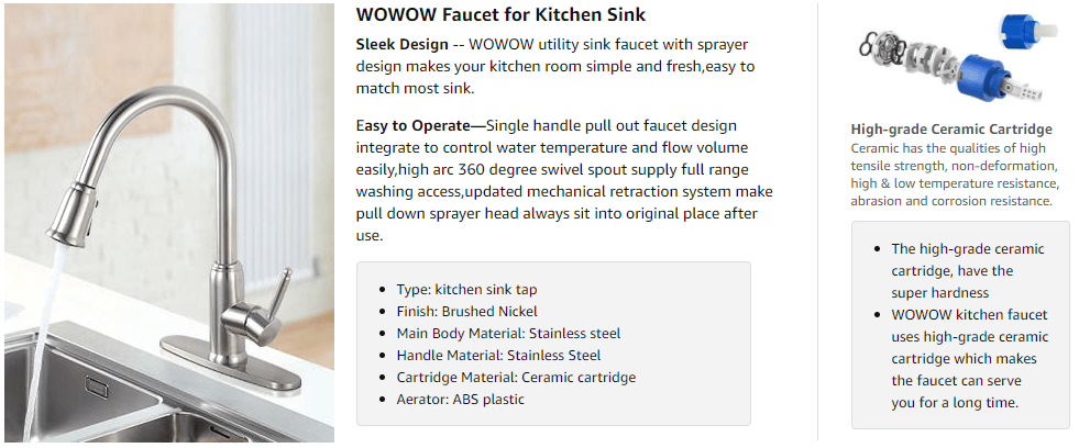 wowow top rated sun sauke kitchen famfo brushed nickel