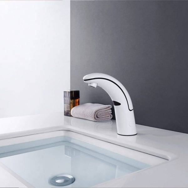 15 EVE 0180 Cold Automatic Basin Mixer Tap White Single Cold Water 1