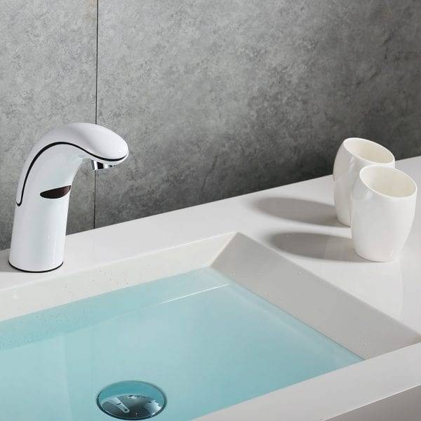 15 EVE 0180 Cold Automatic Basin Mixer Tap White Single Cold Water 2